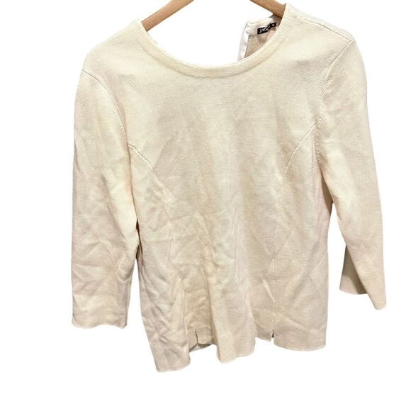 J. Mclaughlin 100% Merino Wool Womens XL Sweater 1/4 Zip 3/4 Sleeve Cream NWT - Picture 2 of 10